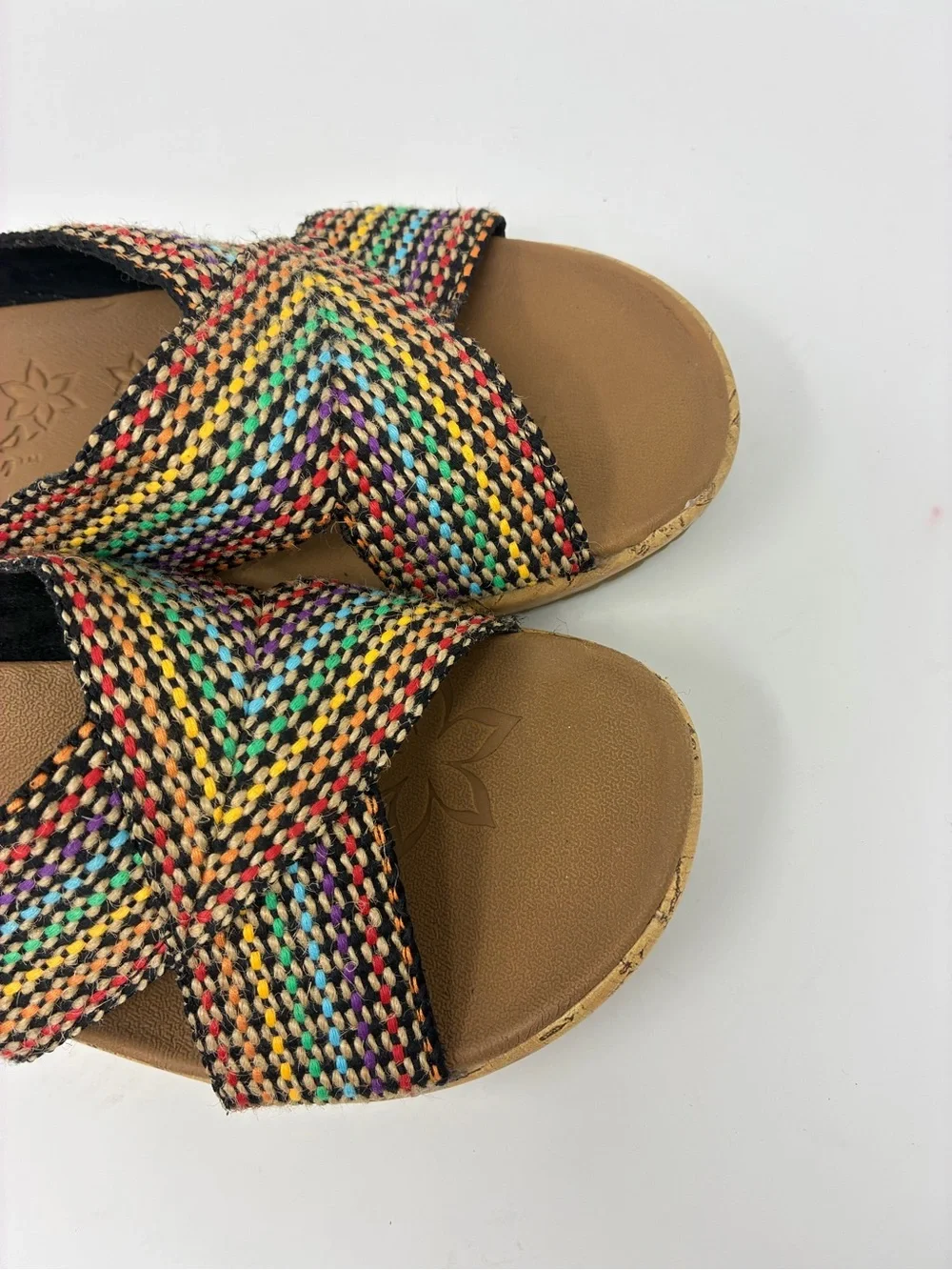 Skechers Multicolor Woven Jute Cork Wedge Sandals w7